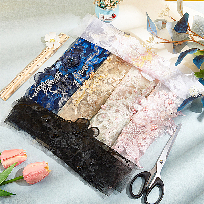 3D Flower Organgza Polyester Embroidery Ornament Accessories DIY-WH0297-20D-1