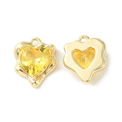 Brass Micro Pave Cubic Zirconia Charms KK-L208-06G-04-1