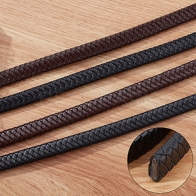 Flat Braided Leather Cord WL-WH0003-09B-1