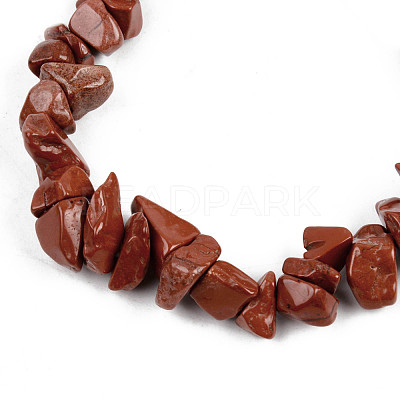 Unisex Chip Natural Red Jasper Beaded Stretch Bracelets BJEW-S143-17-1