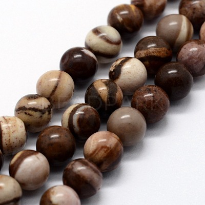 Natural Zebra Jasper Beads Strands G-I199-10-8mm-1