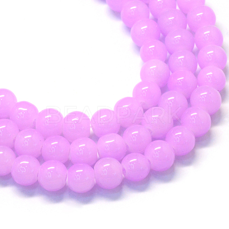 Baking Paint Imitation Jade Glass Round Bead Strands X-DGLA-Q021-8mm-23-1