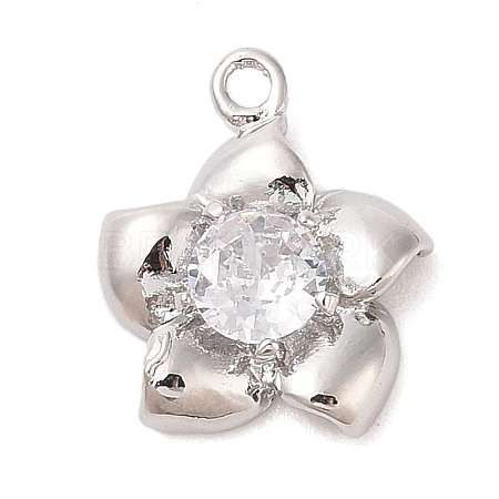 Brass Inlay Clear Glass Pendants KK-S388-29P-1