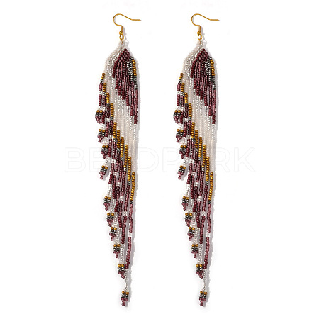 Bohemian Long Tassel Glass Seed Beaded Dangle Earrings for Women LS-IW9172-1-1