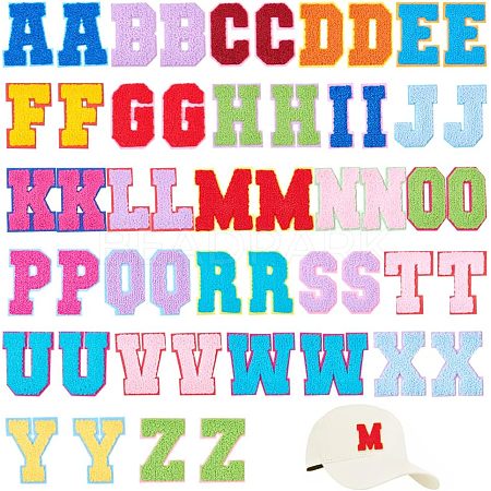 Alphabet Towel Embroidery Style Cloth Iron on/Sew on Patches DIY-WH0308-183-1