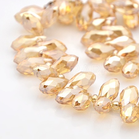 Faceted Teardrop Pearl Luster Plated Electroplate Glass Beads Strands GLAA-A023A-PL01-1