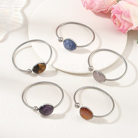 304 Stainless Steel Cuff Bangles for Women BJEW-JB14328-1