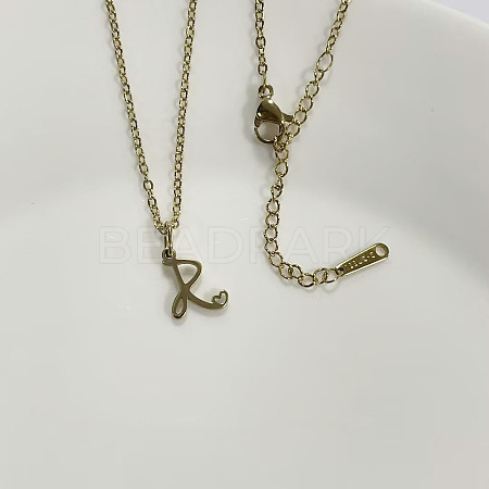 304 Stainless Steel Letter Pendant Necklaces NJEW-WH0027-04R-G-NR-1