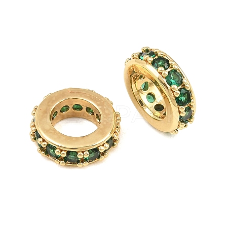 Brass Micro Pave Cubic Zirconia European Beads CU-CBAB99C-04G-02-1