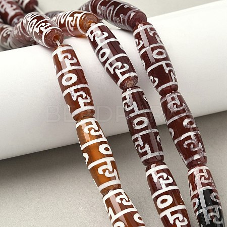 Rice Shape Tibetan Style dZi Beads Strands G-A269-A04-01-1