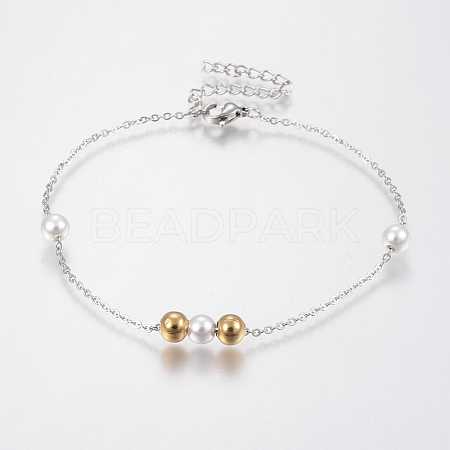 Trendy 304 Stainless Steel Cable Chain Bracelets X-BJEW-I243-14GP-B-1