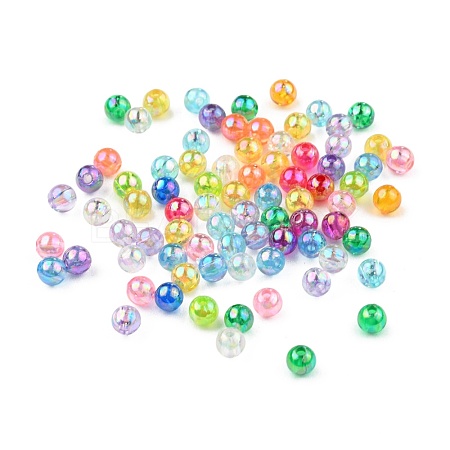 AB Color Round Transparent Acrylic Spacer Beads Mix X-PL732M-1