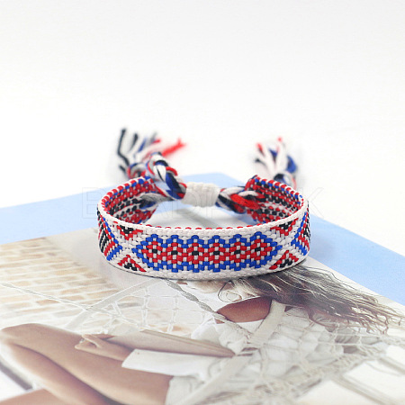 Polyester Braided Rhombus Pattern Cord Bracelet FIND-PW0013-004A-21-1