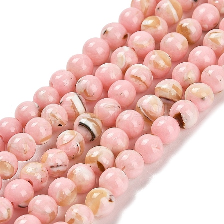 Assembled Synthetic Stone and Trochus Shell Beads Strands G-B128-08A-03-1
