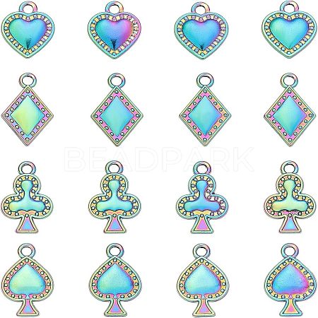 CHGCRAFT 16Pcs 4 Style Rack Plating Rainbow Color Alloy Pendants FIND-CA0005-73-1