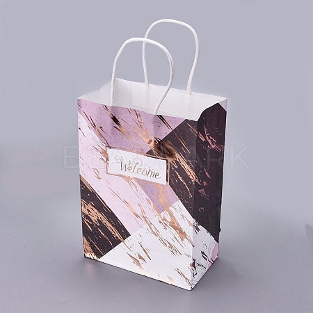 Rectangle Kraft Paper Bags with Handle DIY-I030-02A-02-1