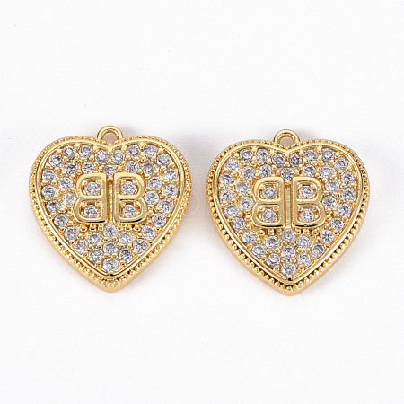 Brass Micro Pave Clear Cubic Zirconia Charms ZIRC-S068-034-NF-1
