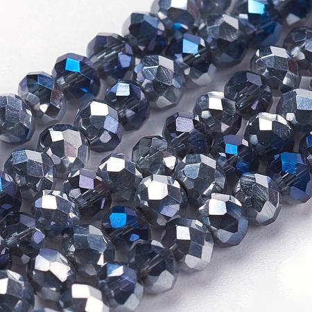 Half Plated Faceted Rondelle Electroplate Glass Beads Strands X-EGLA-D020-3x2mm-20-1