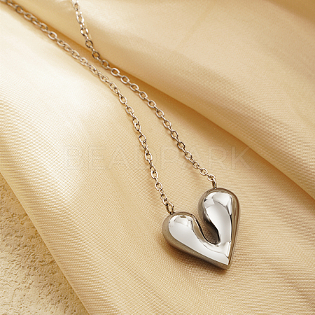 Elegant Stainless Steel Heart Pendant Necklace for Women QN4932-2-1