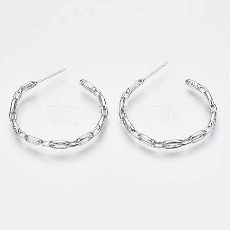 Brass Half Hoop Earrings KK-R117-055P-NF-1