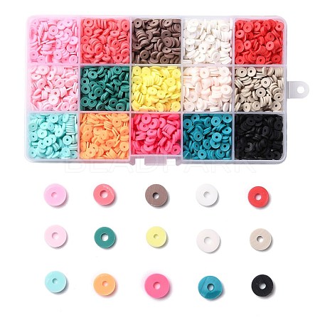 150G 15 Colors Handmade Polymer Clay Beads CLAY-JP0001-12-6mm-1
