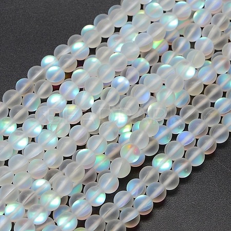Synthetic Moonstone Beads Strands G-F142-6mm-01-1