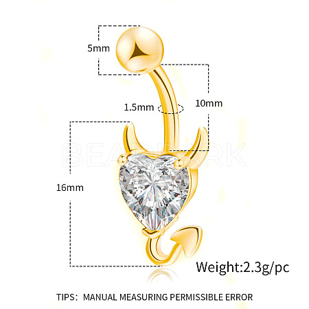 Clear Cubic Zirconia Belly Button Rings WG9960A-35-1