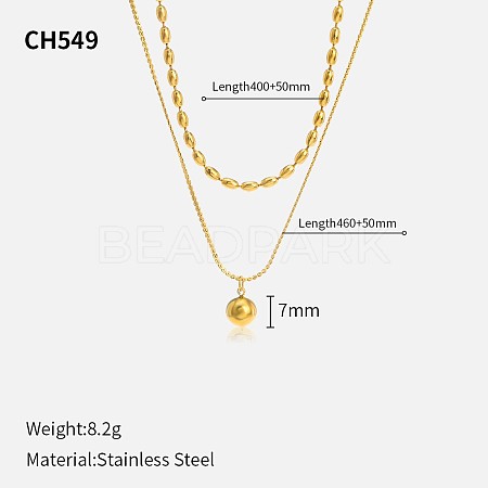 304 Stainless Steel Double Layer Necklaces FS-WG7985A-15-1