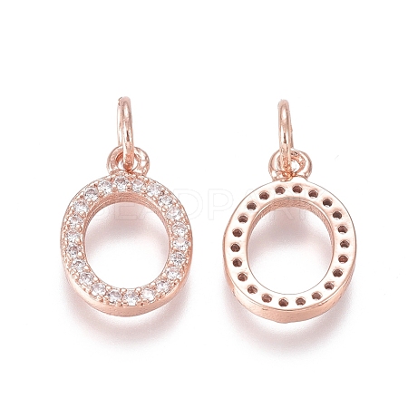 Brass Micro Pave Clear Cubic Zirconia Charms ZIRC-I036-07RG-1
