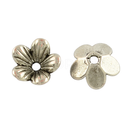 Tibetan Style Flower Alloy Bead Caps TIBEP-S192-AS-RS-1
