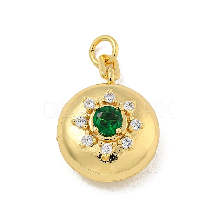 Brass Cubic Zirconia Locket Pendants KK-N254-93D-G-1