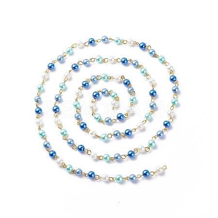Handmade Glass Pearl Round Beaded Chains AJEW-SZ0002-40B-1