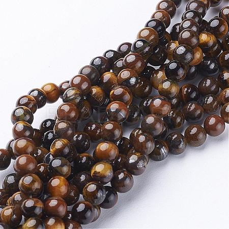 Natural Tiger Eye Beads Strands GSR6MMC014-B-1