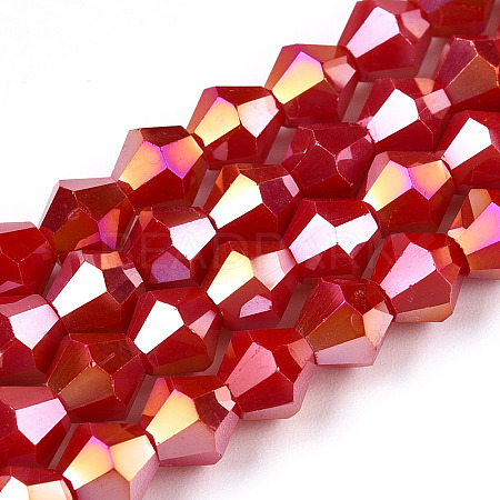 Opaque Solid Color Electroplate Glass Beads Strands EGLA-A039-P6mm-B02-1