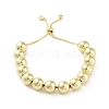 Adjustable Brass Round Beaded Slider Bracelets BJEW-D039-31D-G-1