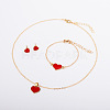 Heart Alloy Enamel Link Bracelets & Stud Earrings & Pendant Necklaces for Women FS-WG7E308-03-2