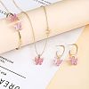Butterfly Alloy Acrylic Pendant Necklace & Stud Dangle Earring & Cuff Bangles Sets for Women FS-WG2F59A-03-1
