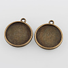 Vintage Flat Round Alloy Pendant Cabochon Settings X-PALLOY-N0088-42AB-NF-2