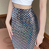 Sparkly Hologram Spandex Mermaid Printed Fish Scale Fabric AJEW-WH0314-30C-4
