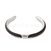 304 Stainless Steel Microfiber Leather Cord Cuff Bangles BJEW-D304-14P-02-2