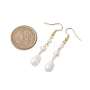 Teardrop Shell Pearl & Brass Dangle Earrings for Women EJEW-TA00513-3