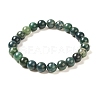 Natural Moss Agate Beaded Stretch Bracelets B072-5-6