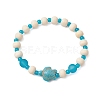 3Pcs Synthetic Turquoise & Wood & Glass Beaded Stretch Bracelets for Women BJEW-JB11124-3