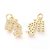 Brass Micro Pave Clear Cubic Zirconia Charms ZIRC-O036-30G-G-2