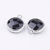 Silver Color Plated Brass Glass Flat Round Charms GLAA-M003-A-26S-2