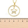 Brass Micro Pave Clear Cubic Zirconia Ring Pendant Necklaces NJEW-P322-A01-G-5