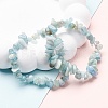 Unisex Chip Natural Aquamarine Beaded Stretch Bracelets X-BJEW-S143-33-6