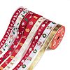 8 Rolls 8 Styles Christmas Printed Polyester Ribbon Sets OCOR-A008-01-1
