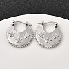 Star Brass Micro Pave Clear Cubic Zirconia Hoop Earrings EJEW-Z157-01P-1