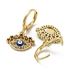 Evil Eye Real 18K Gold Plated Brass Dangle Leverback Earrings EJEW-A033-06G-01-2